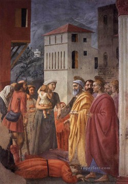 施しの分配とアナニアスの死 クリスチャン・クアトロチェント・ルネサンス・マサッチョ Oil Paintings